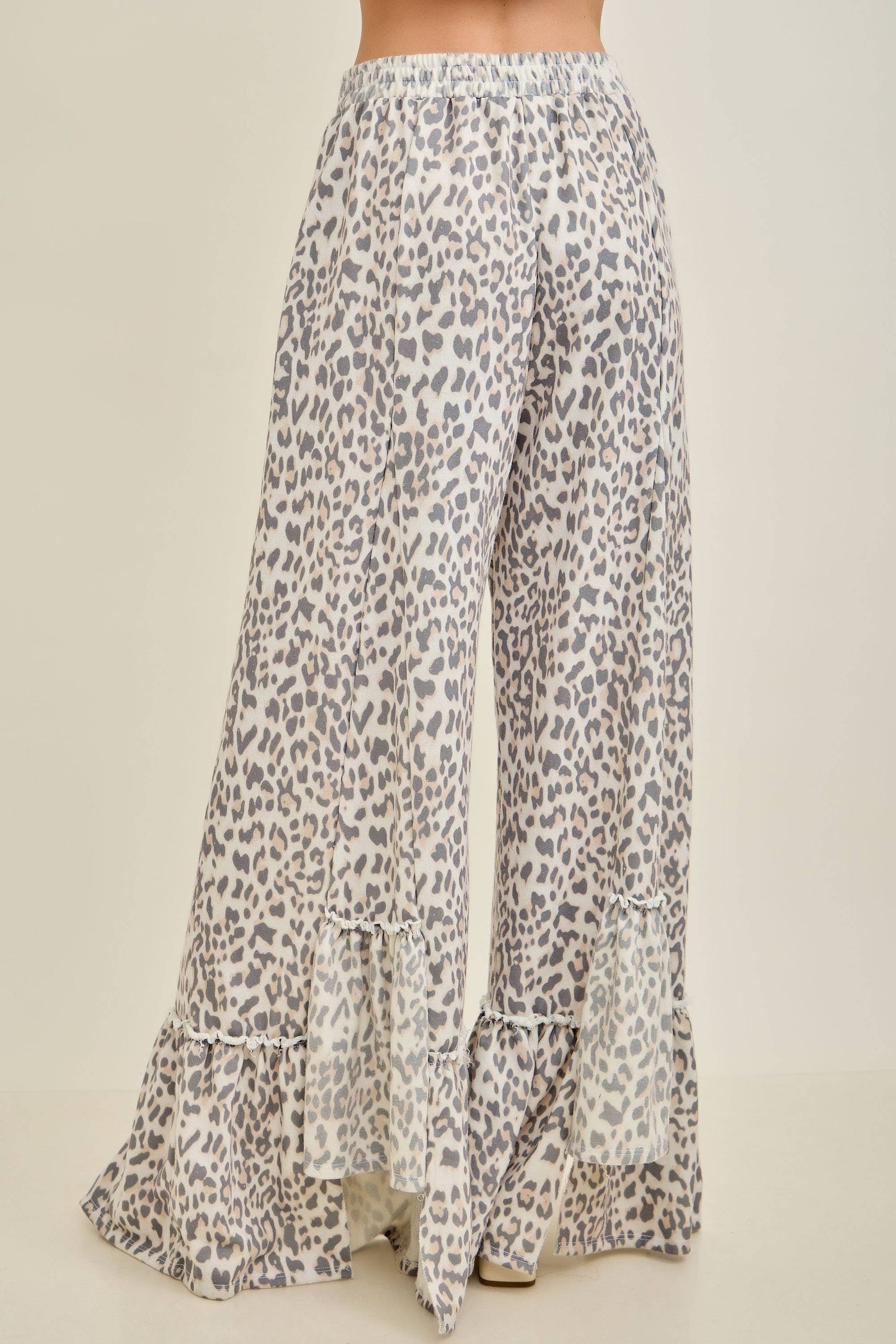 Animal Leopard Cheetah print Tiered Skirt Pants - CREAM or MOCHA