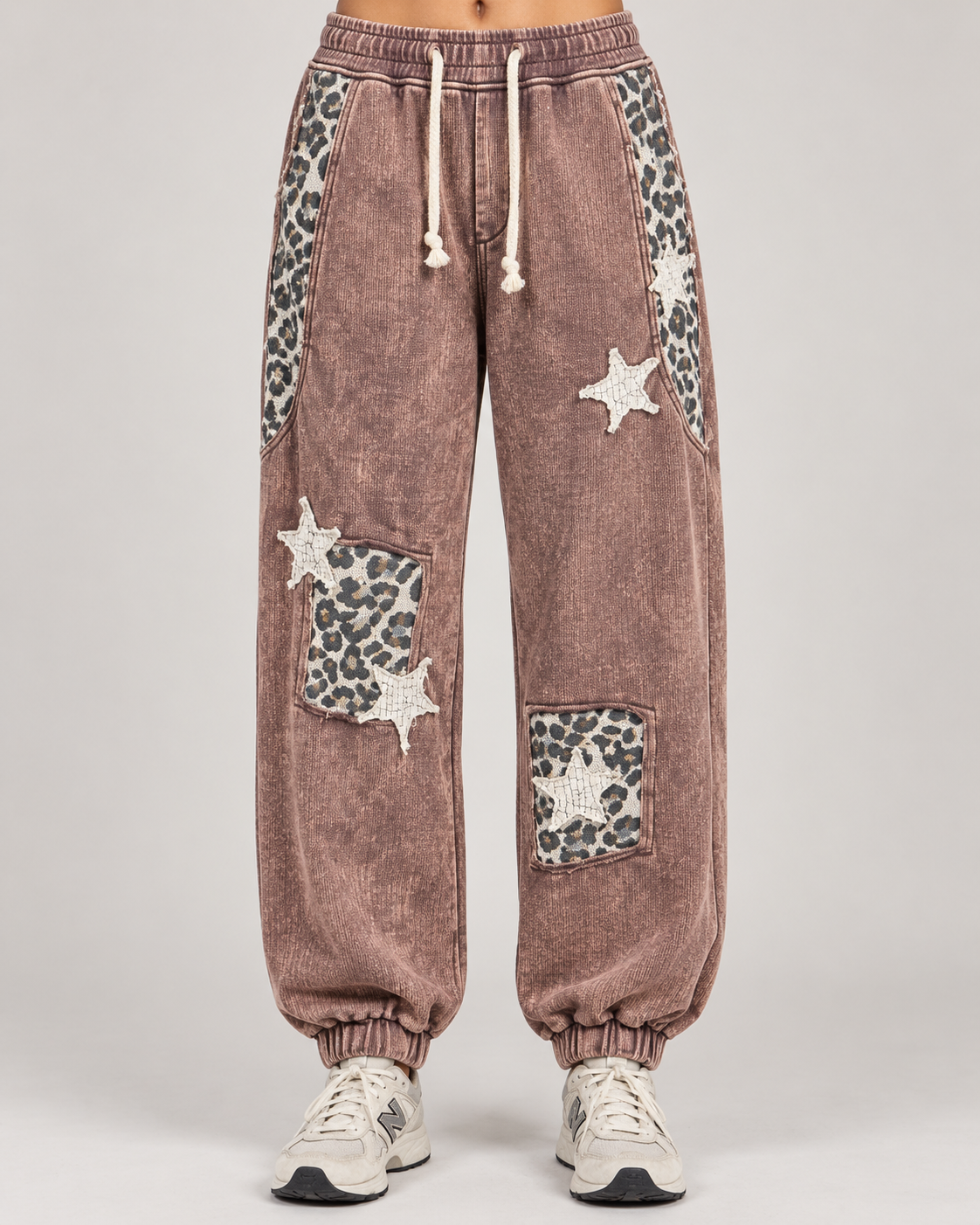 WILD ONE POL Star and Leopard Patch Joggers