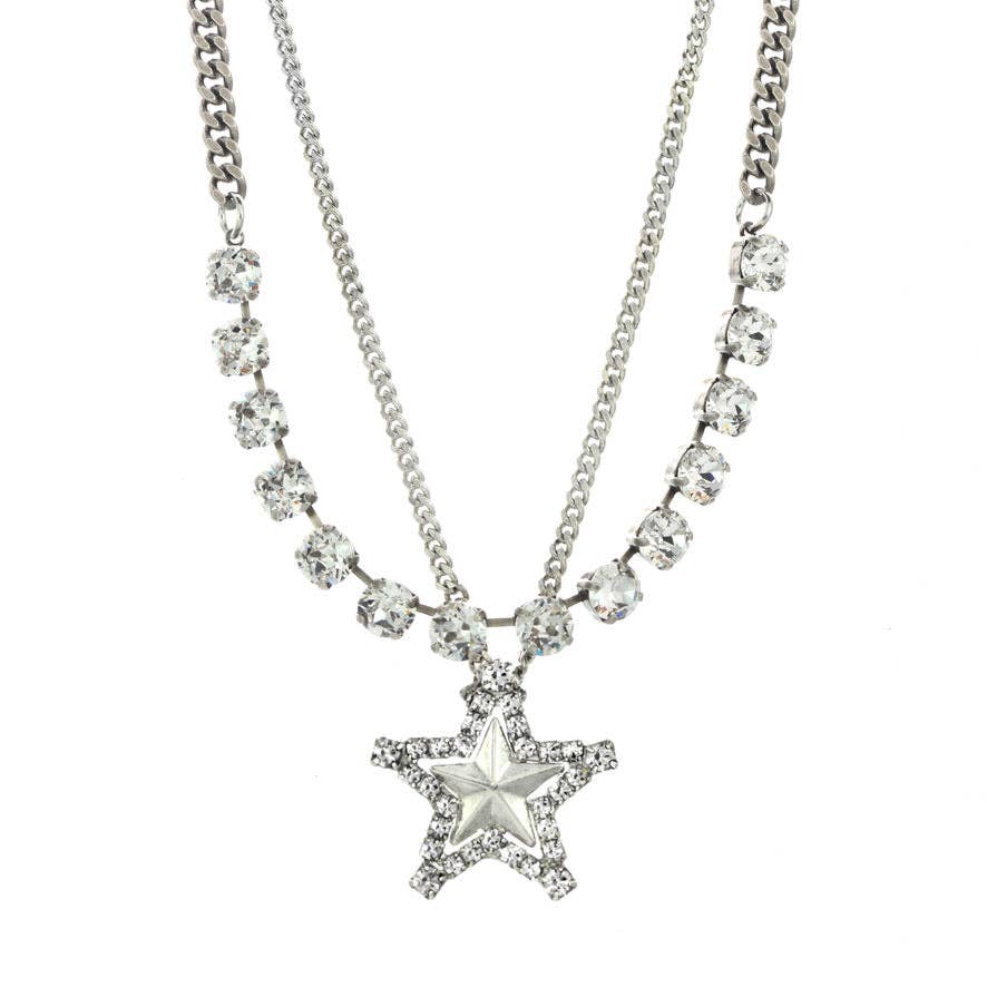 Layered Star In Silver Necklace