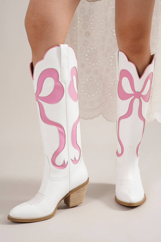 GLENDA-10 WESTERN BOOTS WITH BOW SHAPE ACCENT