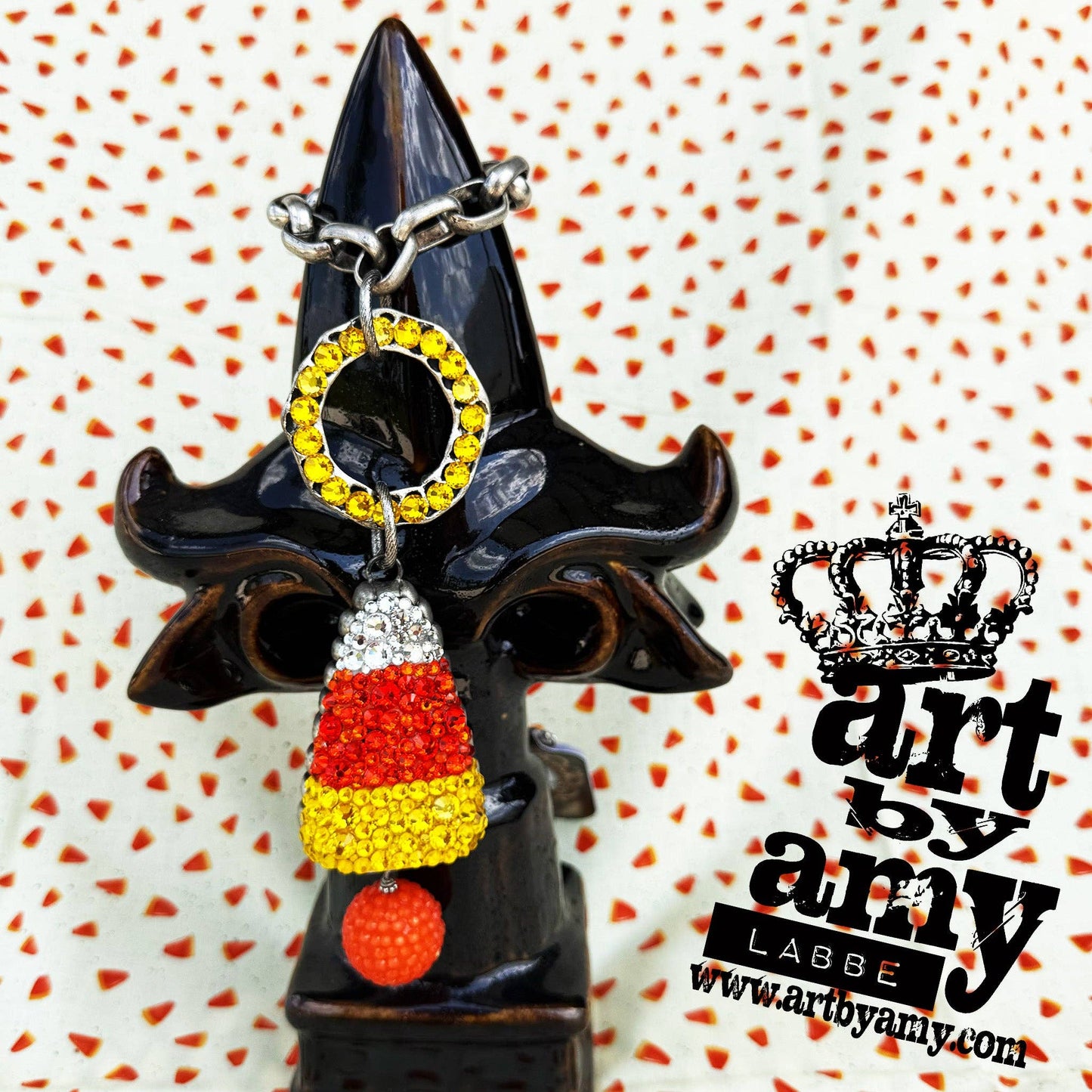 Candy Corn Bling Necklace