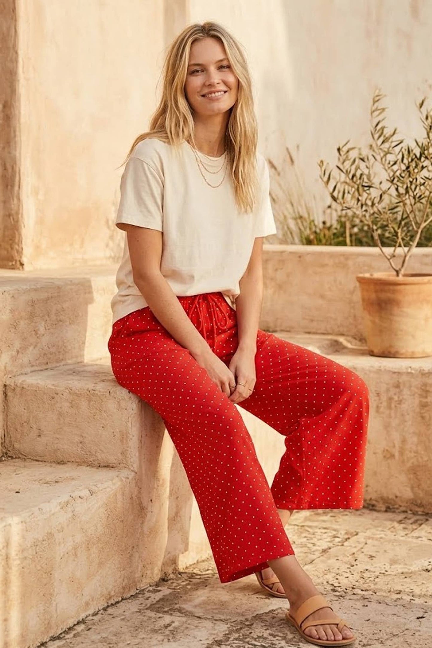 PREORDER JUNE 1st SHIP Red with White Polka Dots lounge pants