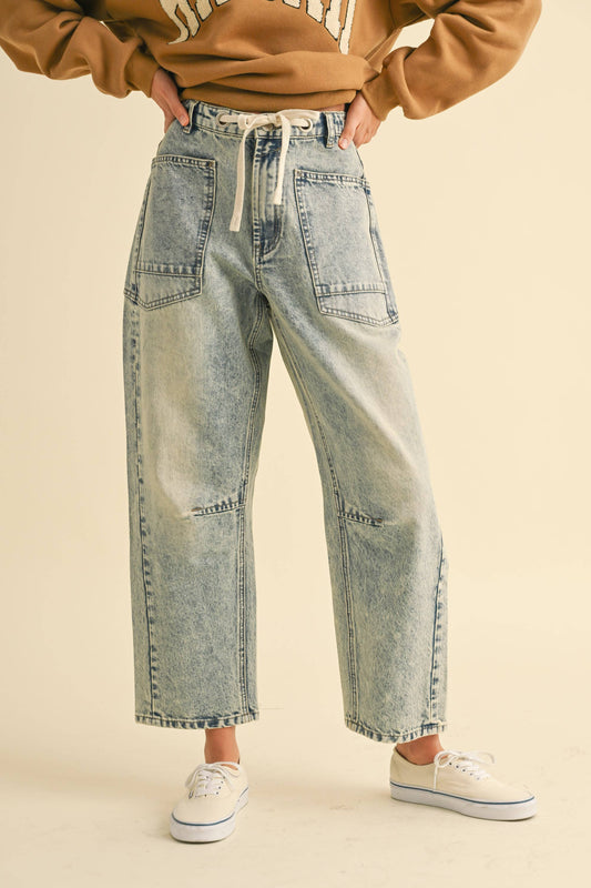 P4064   WASHED DENIM PANTS