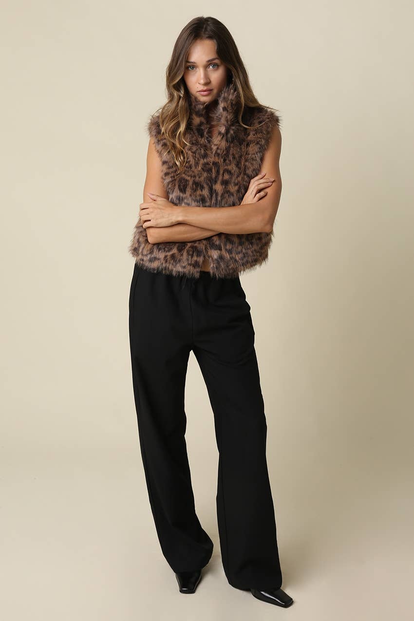 Cameron Leopard Faux Fur Vest