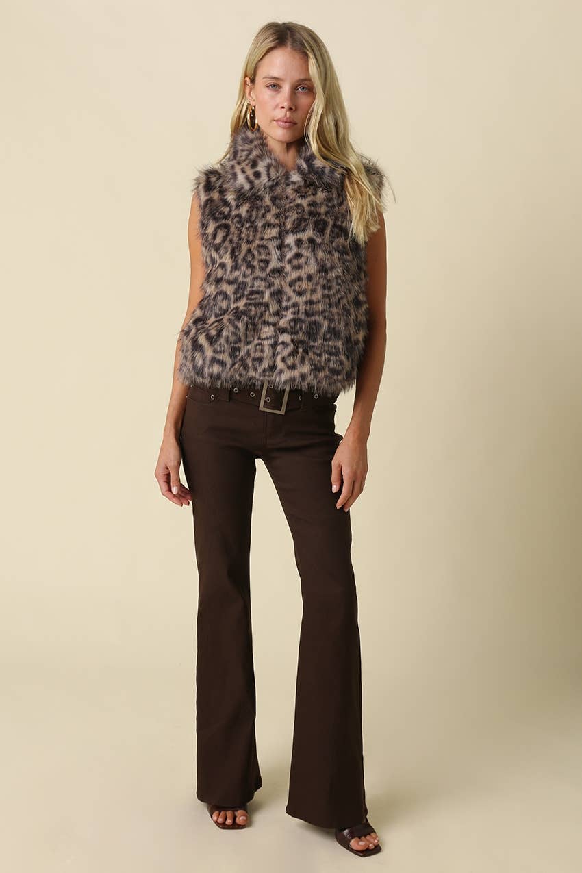 Cameron Leopard Faux Fur Vest