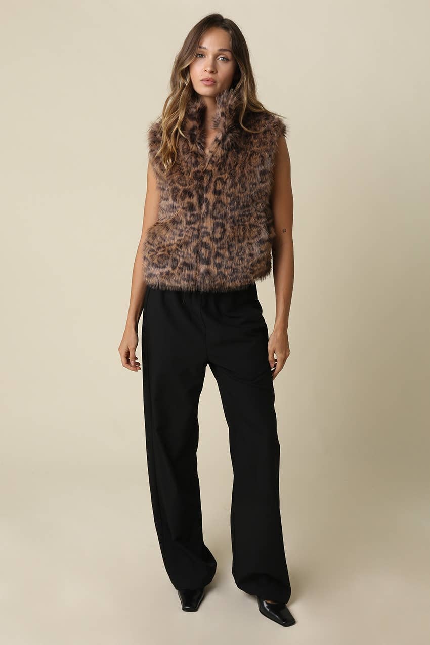 Cameron Leopard Faux Fur Vest