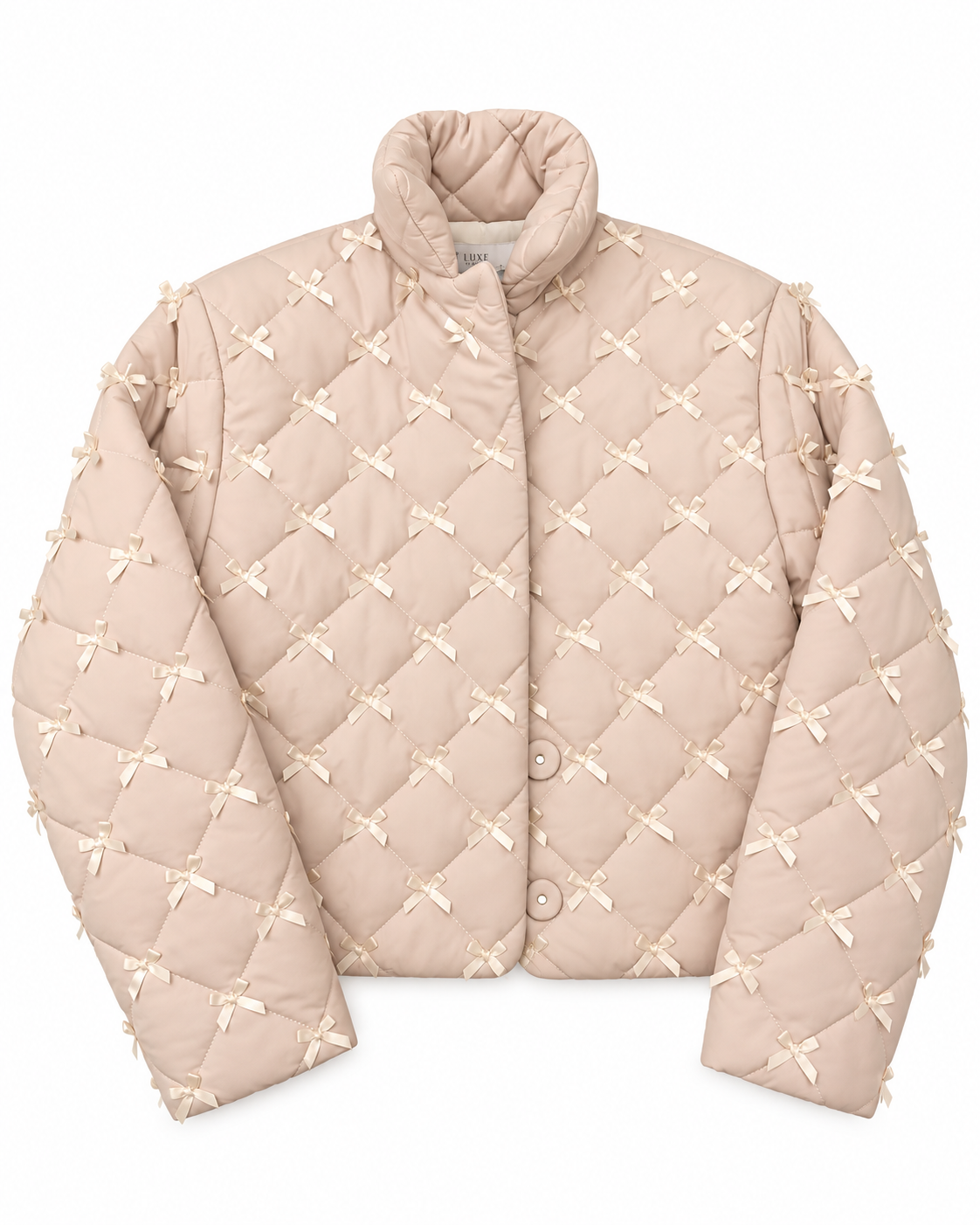 WRAPPED IN BOWS quilted jacket in winter white
