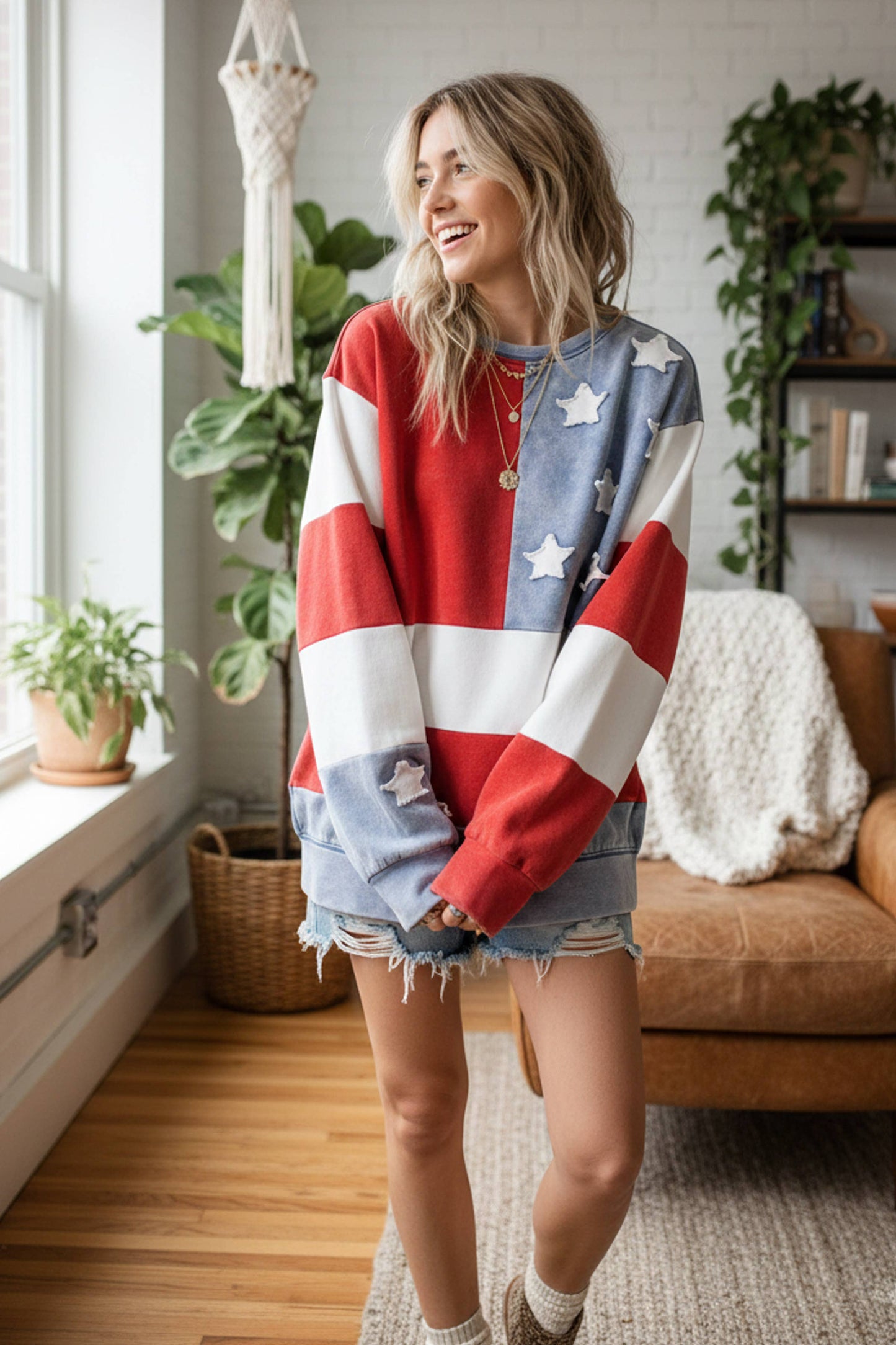 MINERAL WASHED AMERICANA FLAG SWEATSHIRT