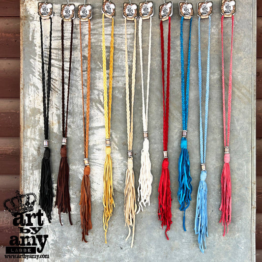 Braided Leather Tassel Necklace: Willow