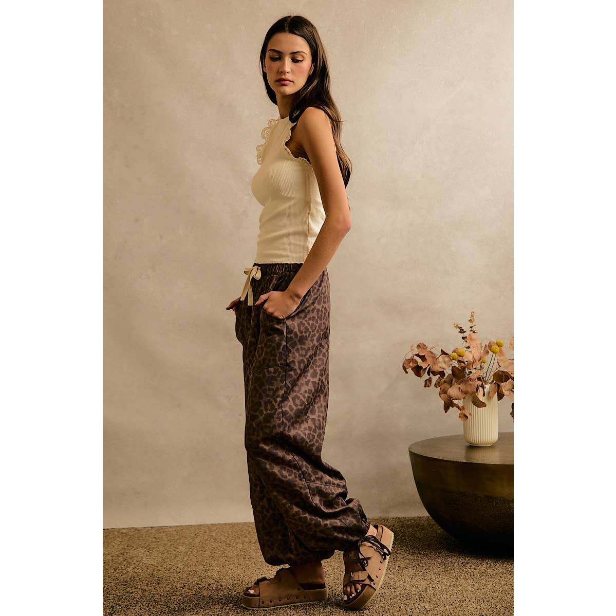 JULY SHIP   LEOPARD PRINT BALLOON STYLE PULL UP PANTS: LEOPARD