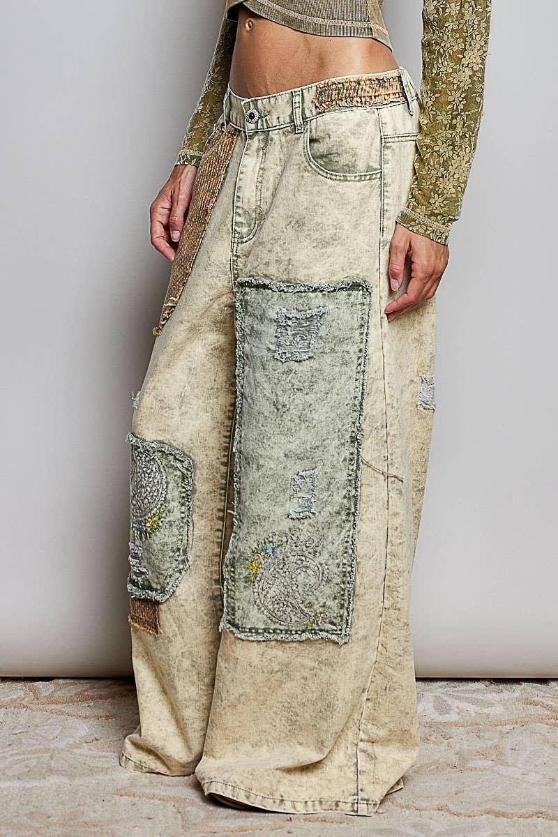 PATCH ME IF YOU CAN POL Wide Leg Patched Jeans