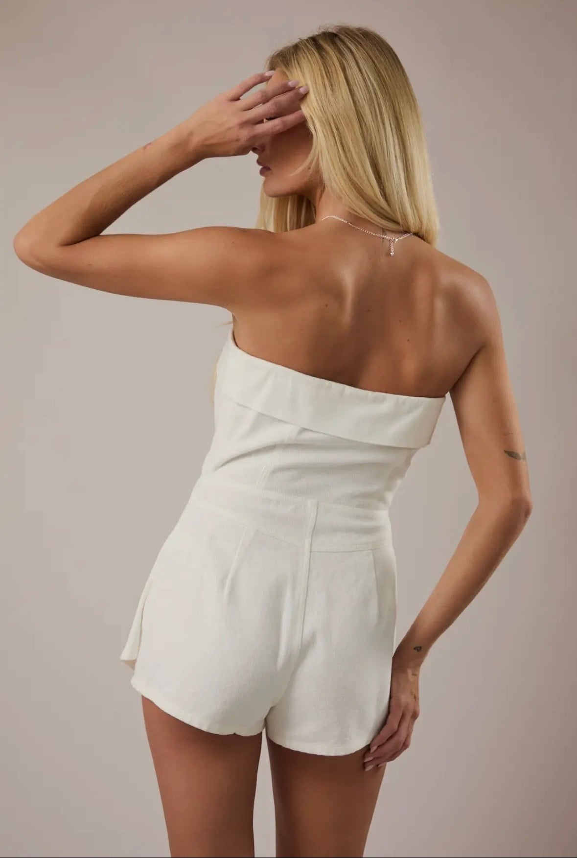 White denim romper