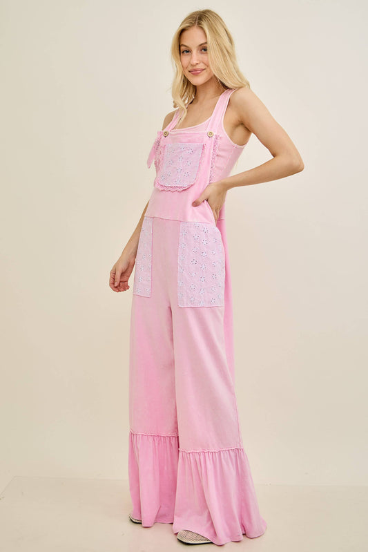 Mineral Washed Tea Party Ruffle Jumpsuits