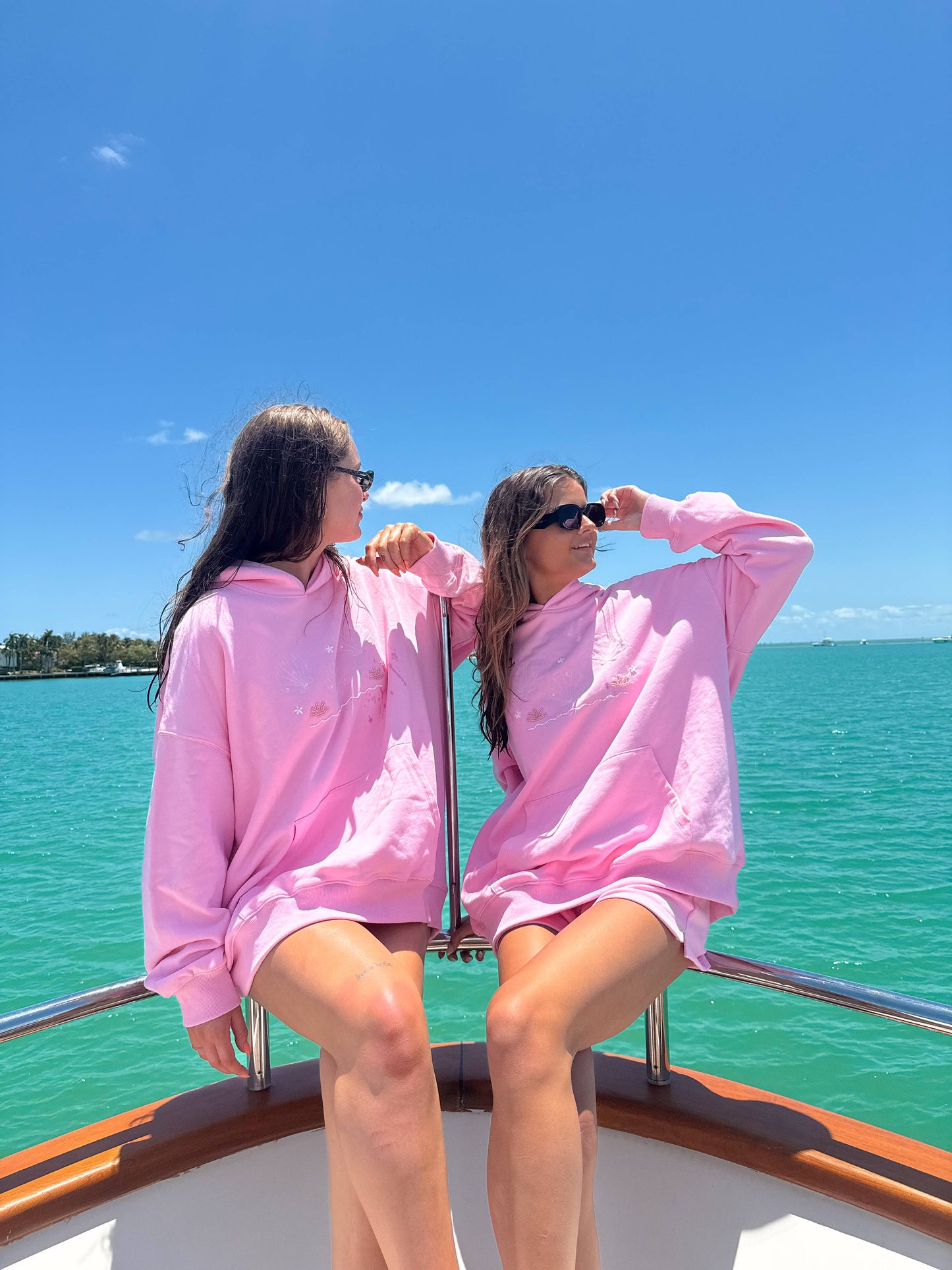 Lottie Pink Bikini Beaded Ocean Hoodie 100% Cotton