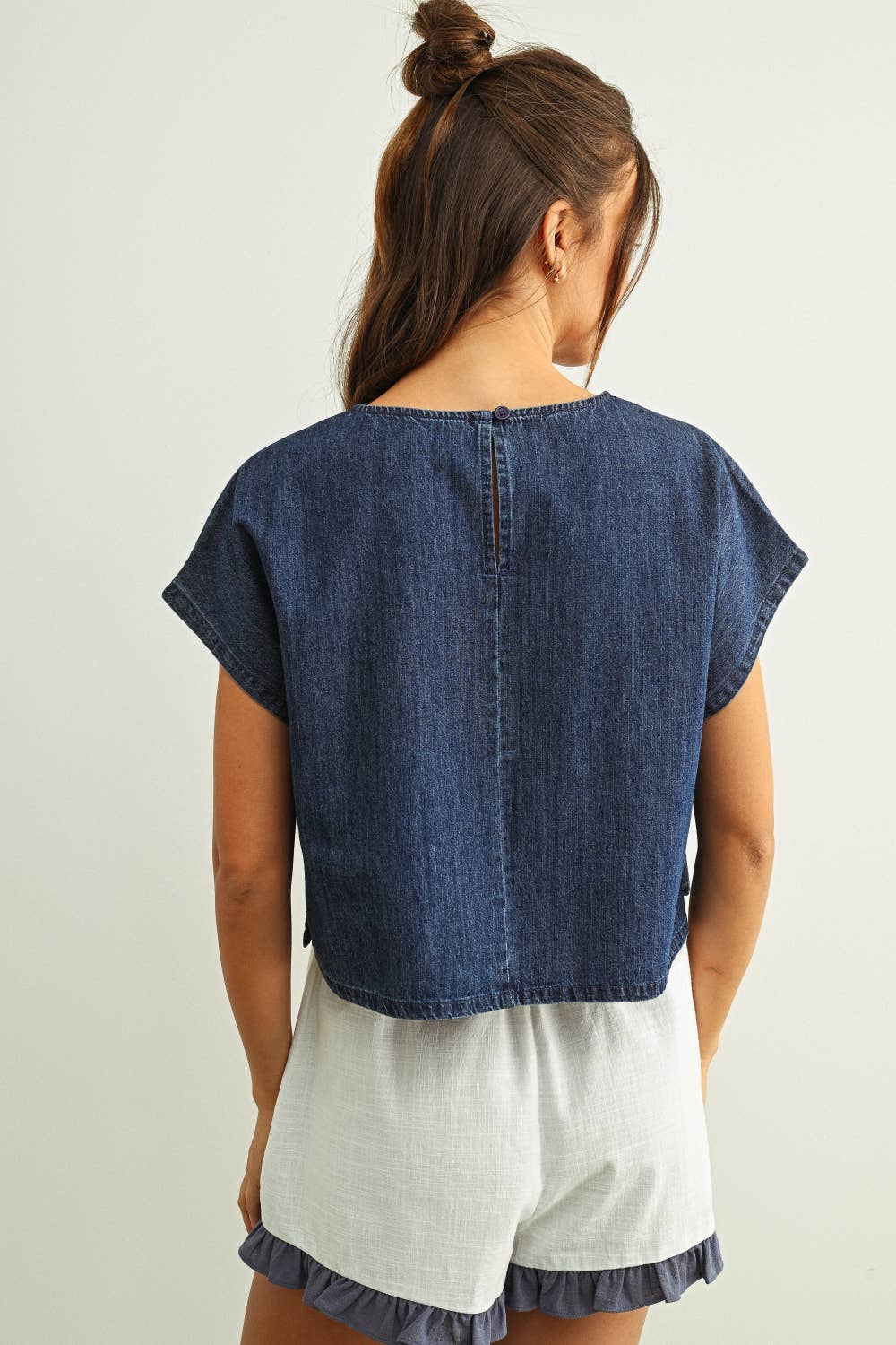 T6928   MIXED FABRIC FLAG PATCHED DOLMAN SLEEVE TOP