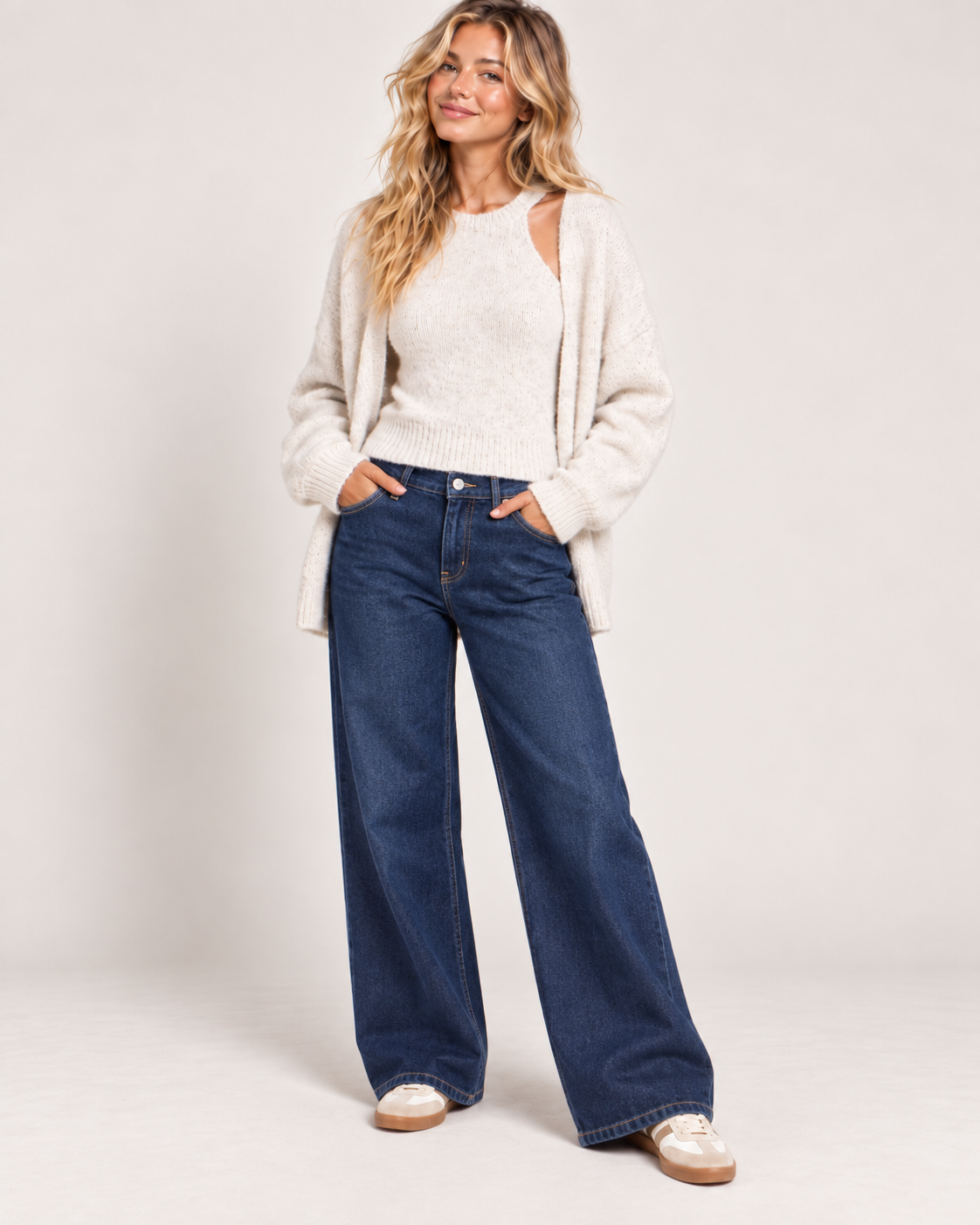 QUITE THE PAIR POL Layering knit cardigan top set