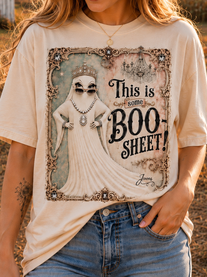 This is Some Boo Sheet BLINGED Natural Tee