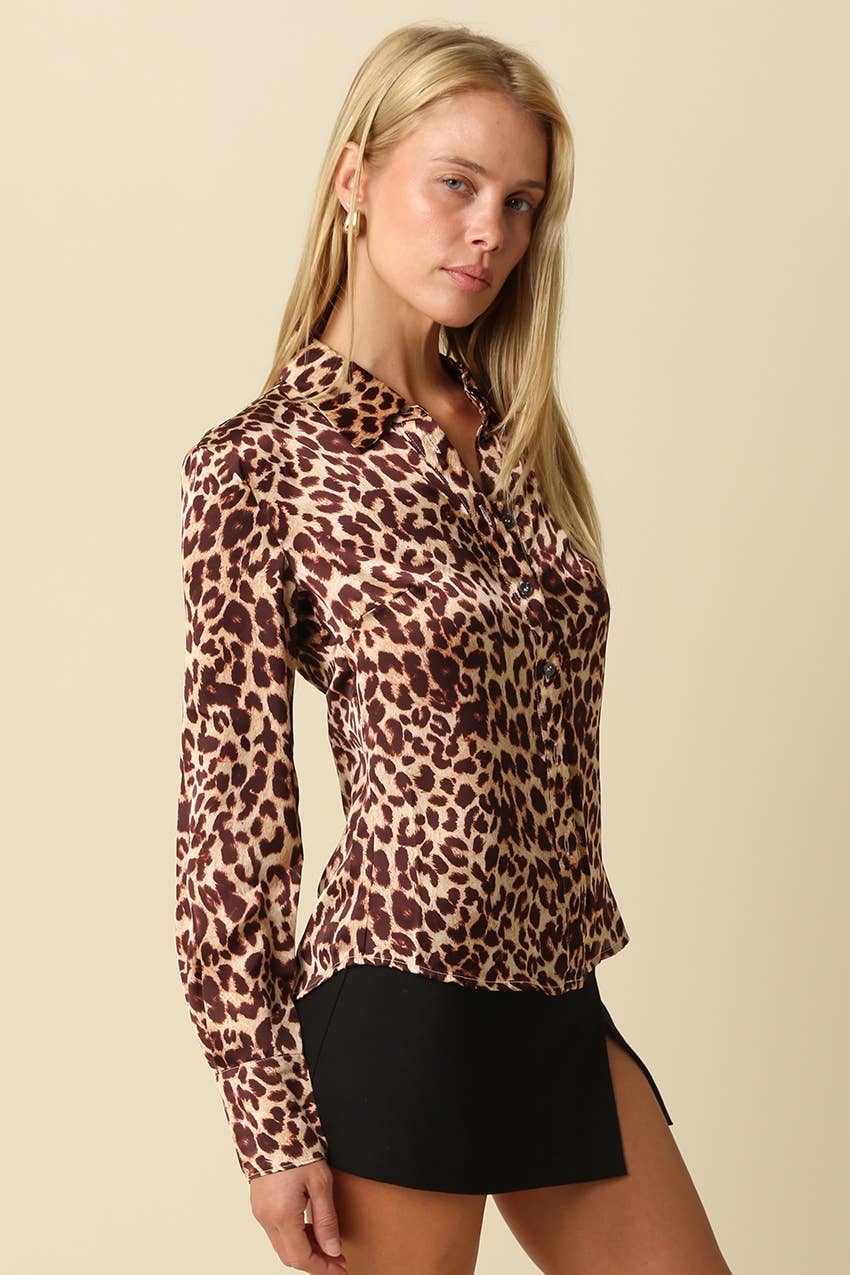 Ella Leopard Print Satin Shirt