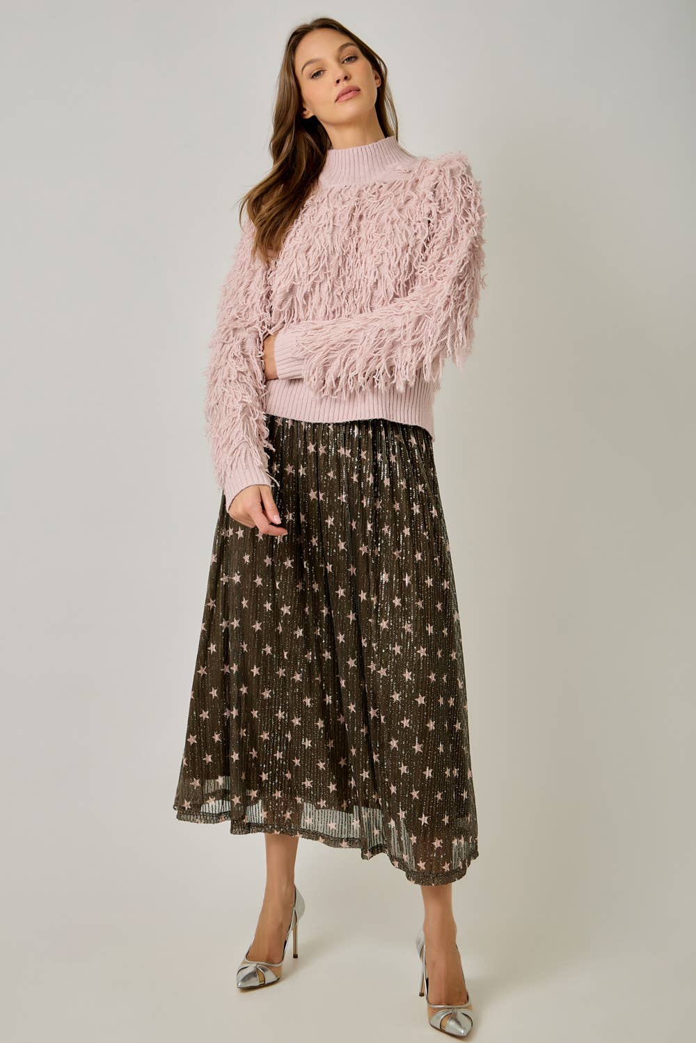 61640 Shaggy Knit Pullover Sweater: Ivory