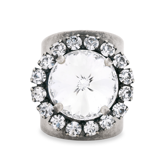 Jacci Ring in Antique Silver / Clear
