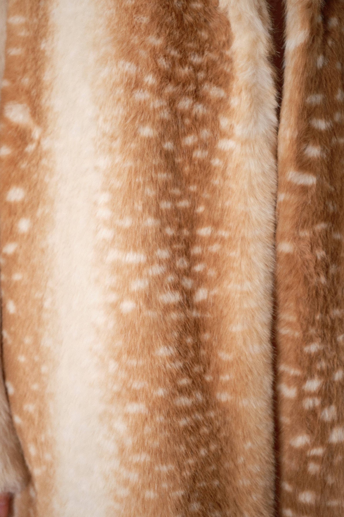 Deer Print Faux Fur Coat: TAUPE