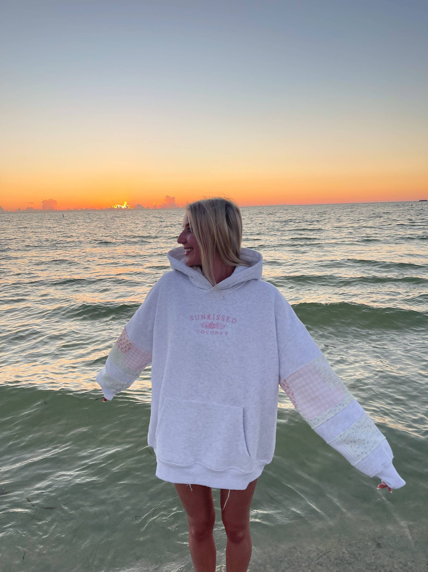 Sunkissedcoconut Logo Quilted Pastel Embroidered Hoodie
