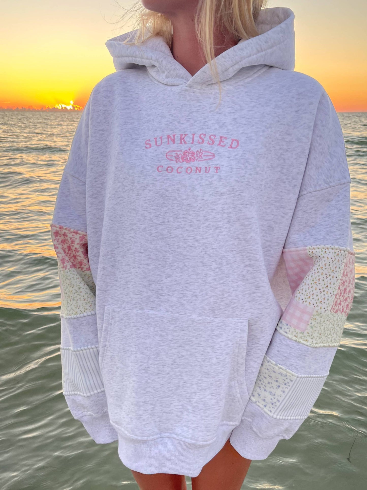 Sunkissedcoconut Logo Quilted Pastel Embroidered Hoodie