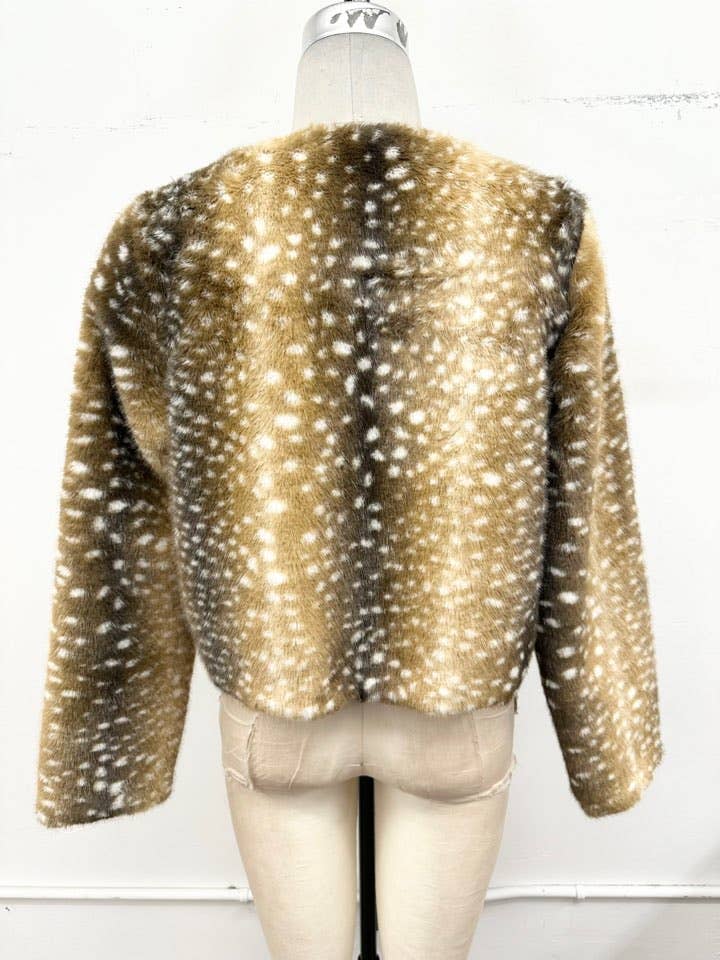 Fawn Spot Fur Jacket: Brown
