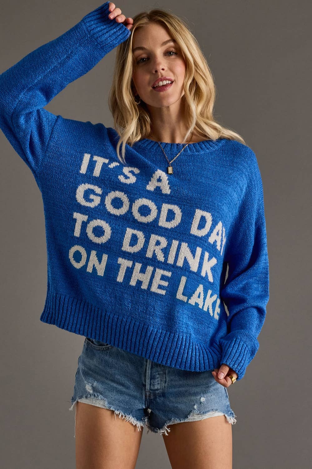 Blue Drink On The Lake Lightweight Sweater