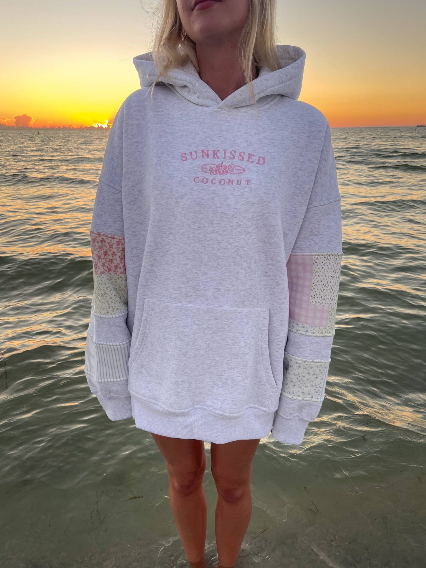 Sunkissedcoconut Logo Quilted Pastel Embroidered Hoodie