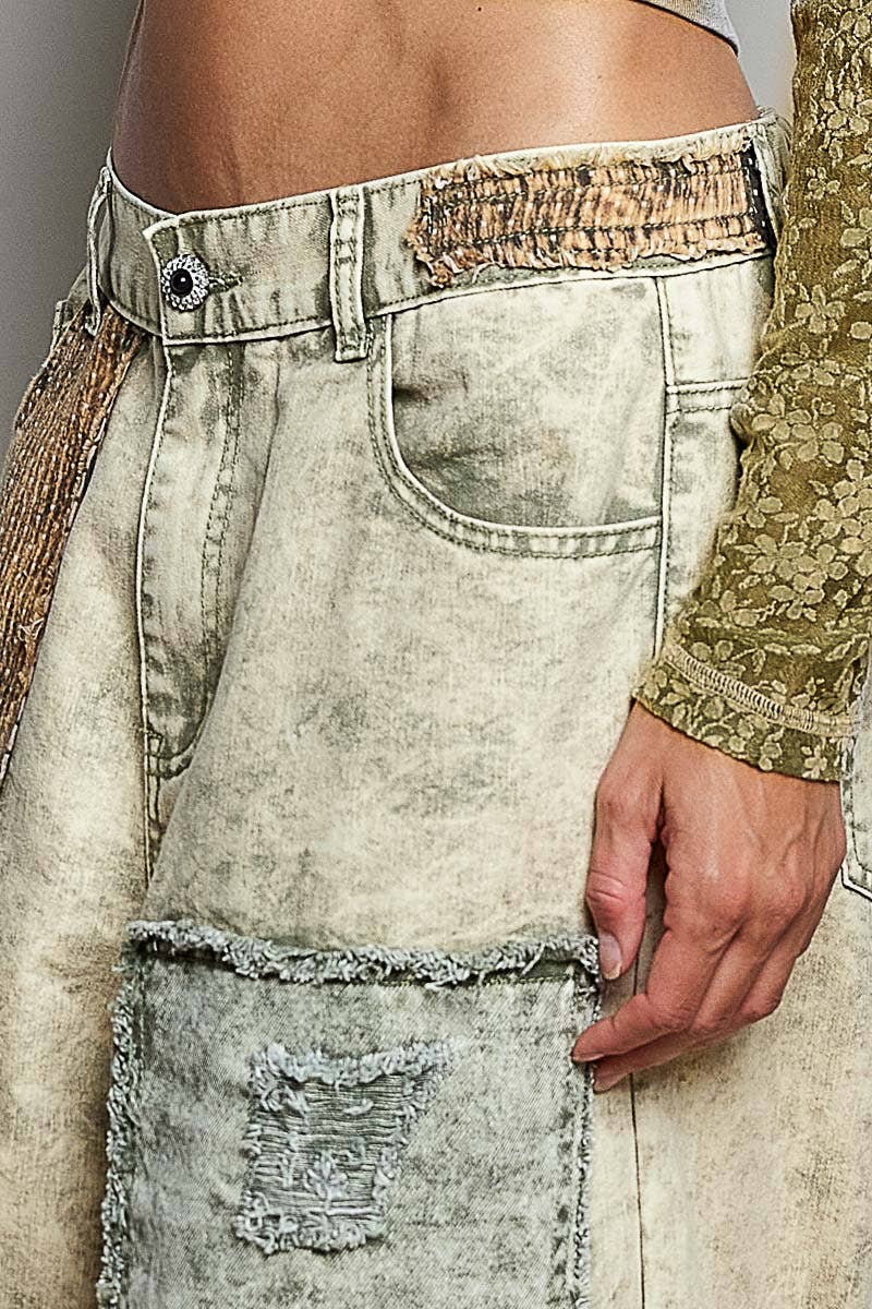 PATCH ME IF YOU CAN POL Wide Leg Patched Jeans