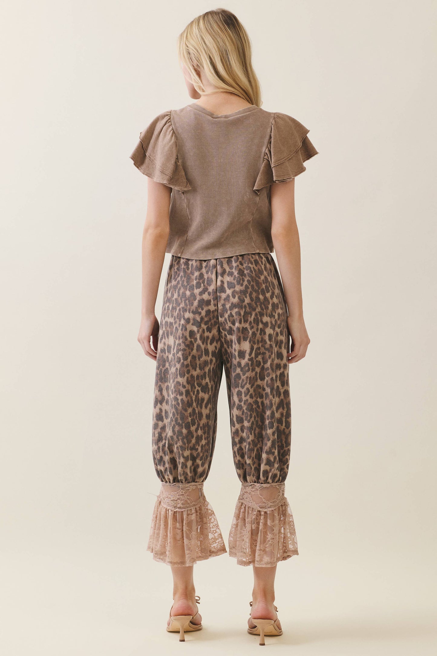 Animal Leopard Print Lace Bloomer Pants
