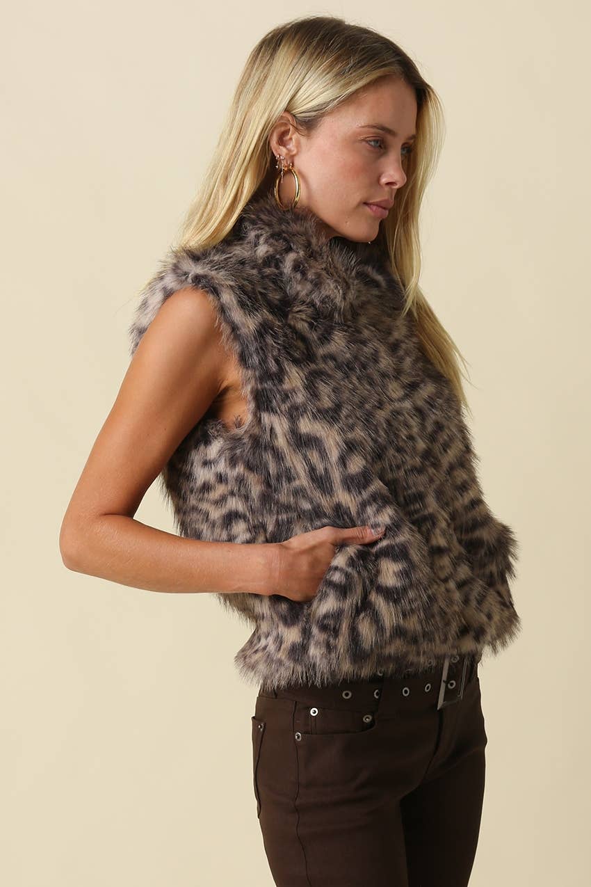 Cameron Leopard Faux Fur Vest