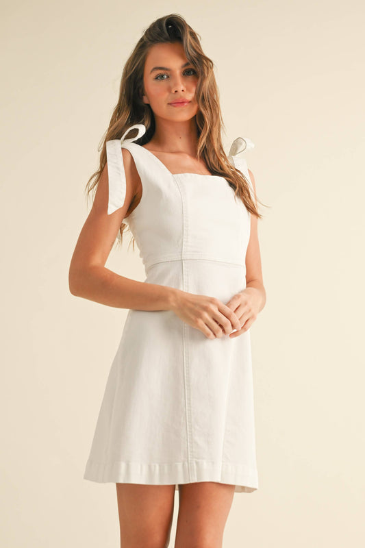 D4567   STRETCH COTTON TIE ON SLEEVE DRESS