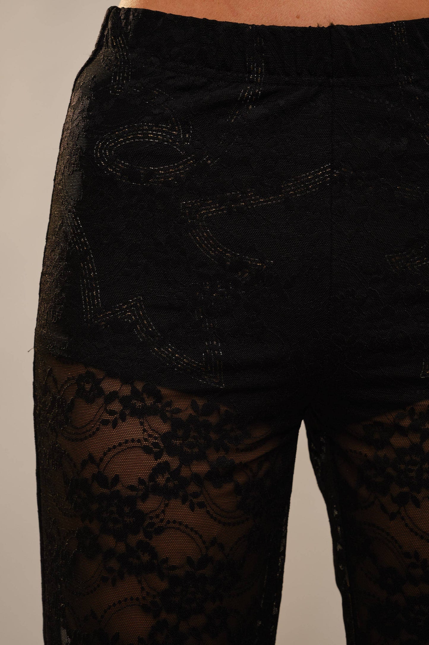 23781P Floral Lace Western Stitch Inner Short Flare Pants: BLACK