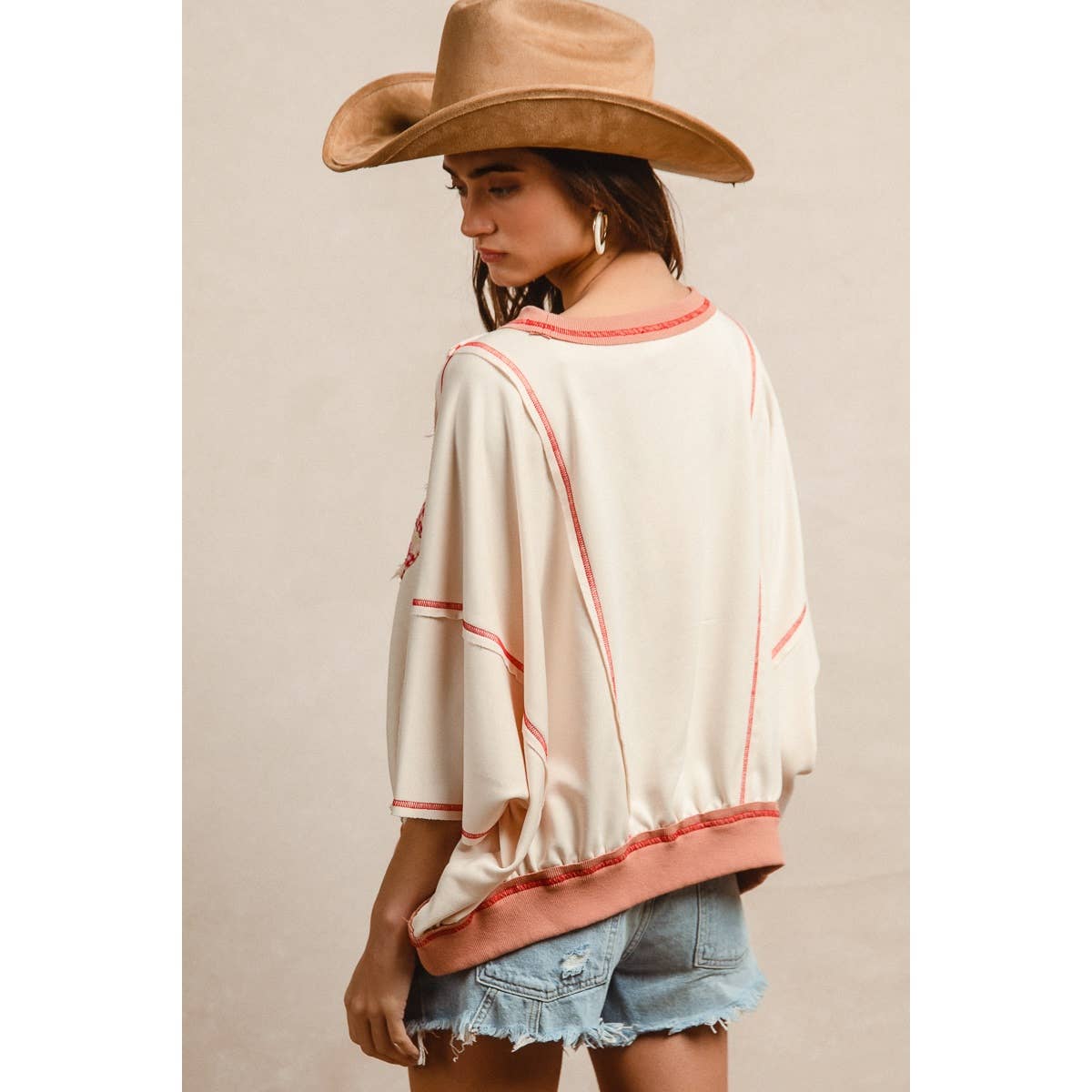 AMERICAN FLAG PATCHWORK OVERLOCK STITCH TOP