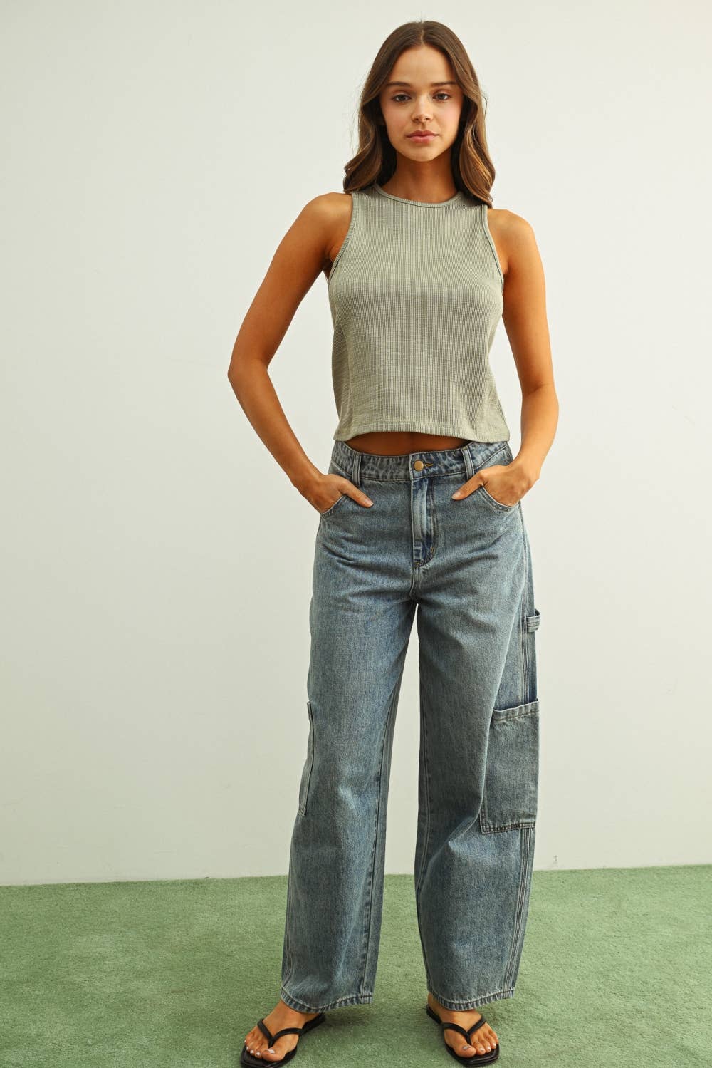 ET6892   WASHED RIB SLEEVELESS TOP