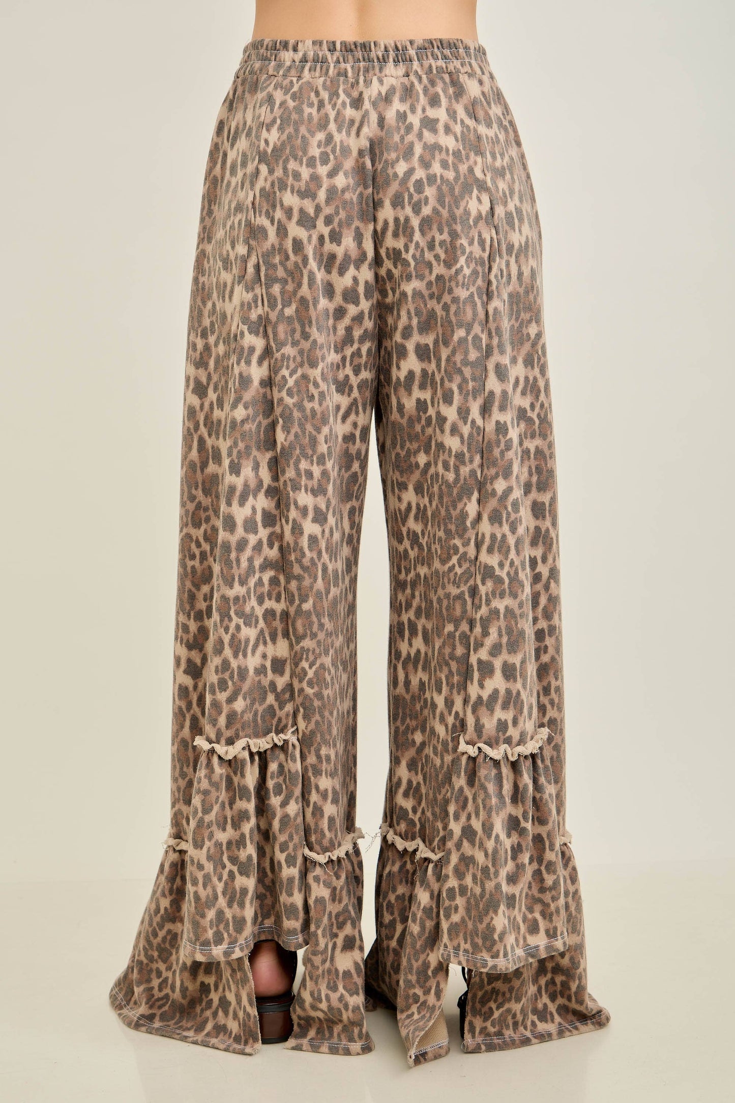 Animal Leopard Cheetah print Tiered Skirt Pants - CREAM or MOCHA