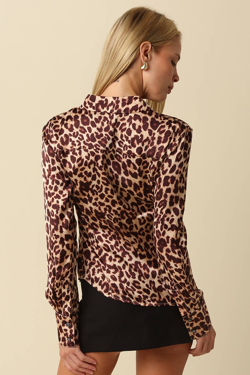 Ella Leopard Print Satin Shirt