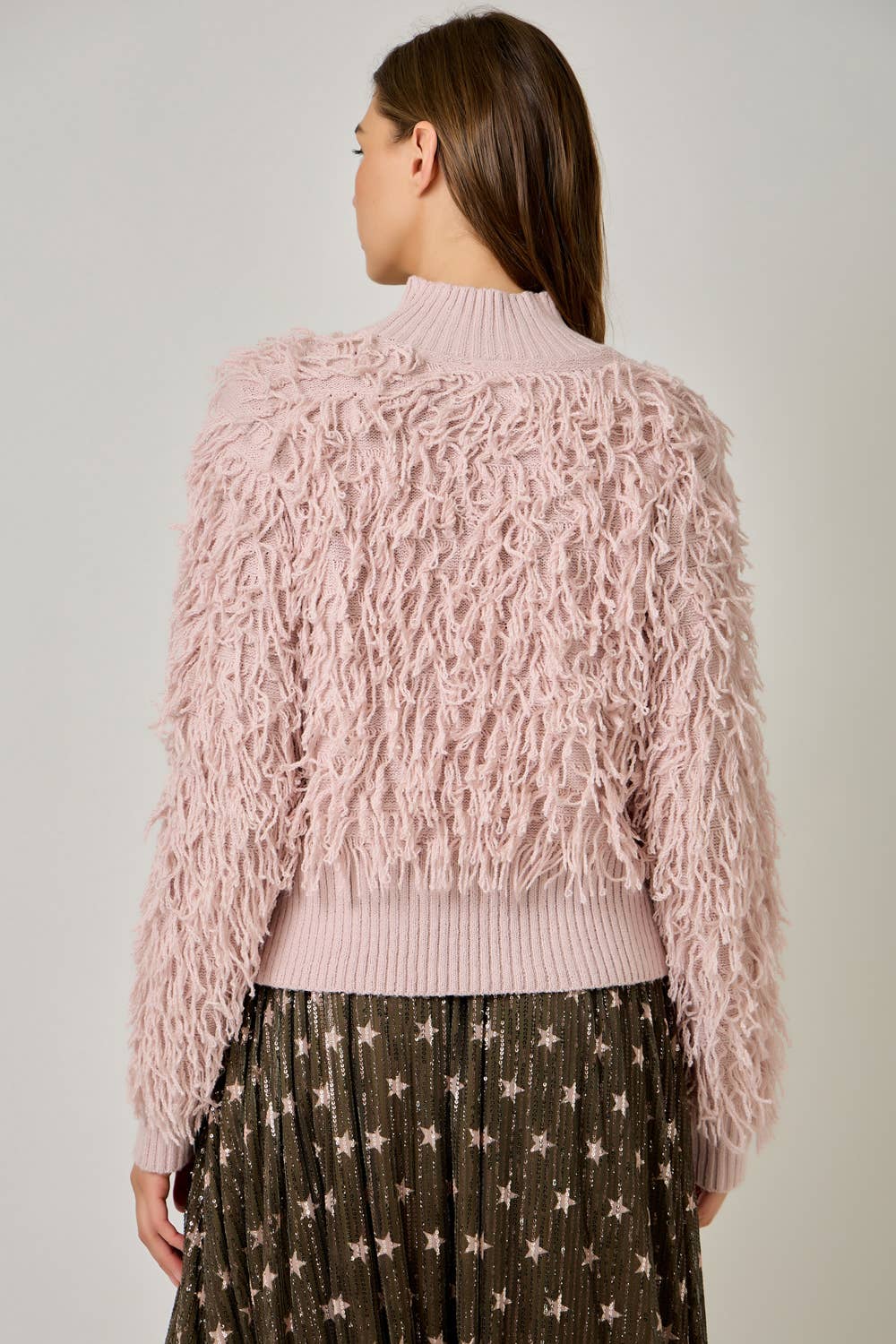 61640 Shaggy Knit Pullover Sweater: Ivory