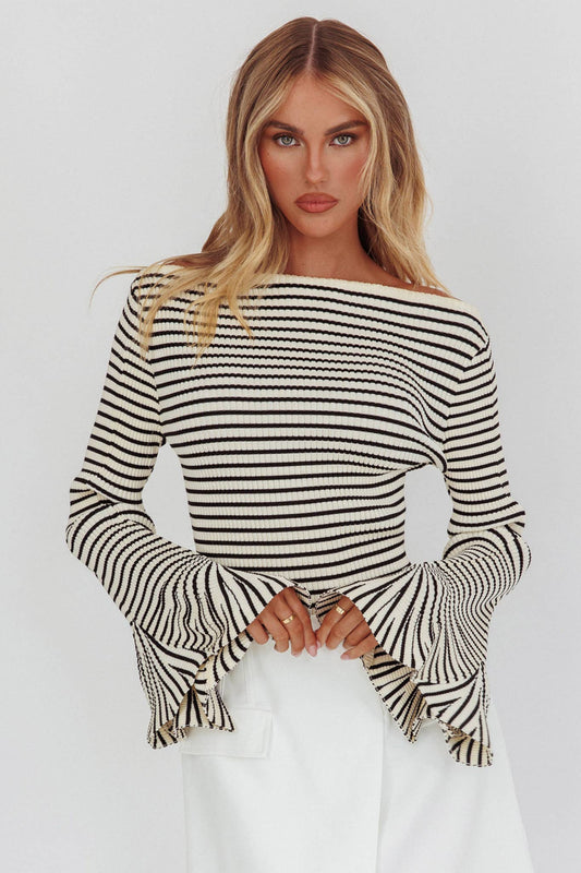LONG SLEEVE STRIPED SWEATER / WA0002H01