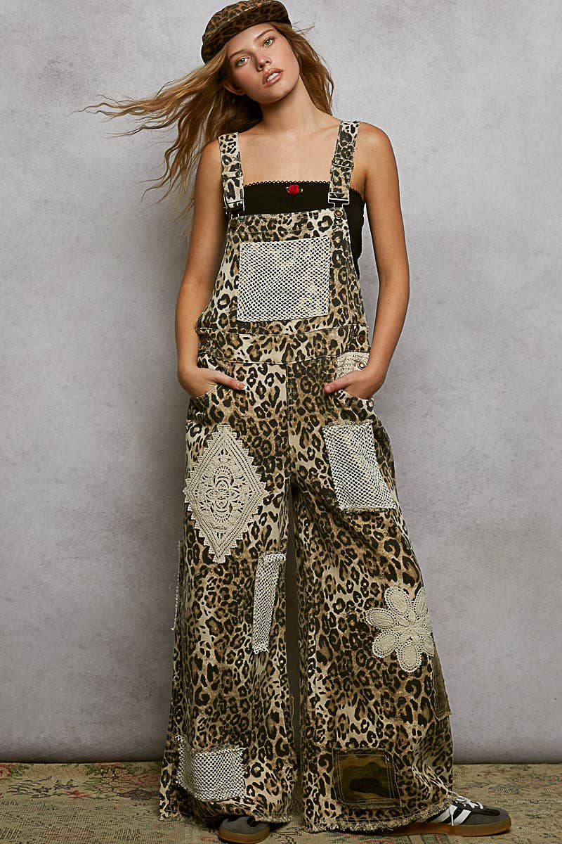 SEPT SHIP Crochet Contrast Patch Detail Chest Pocket Woven Overalls