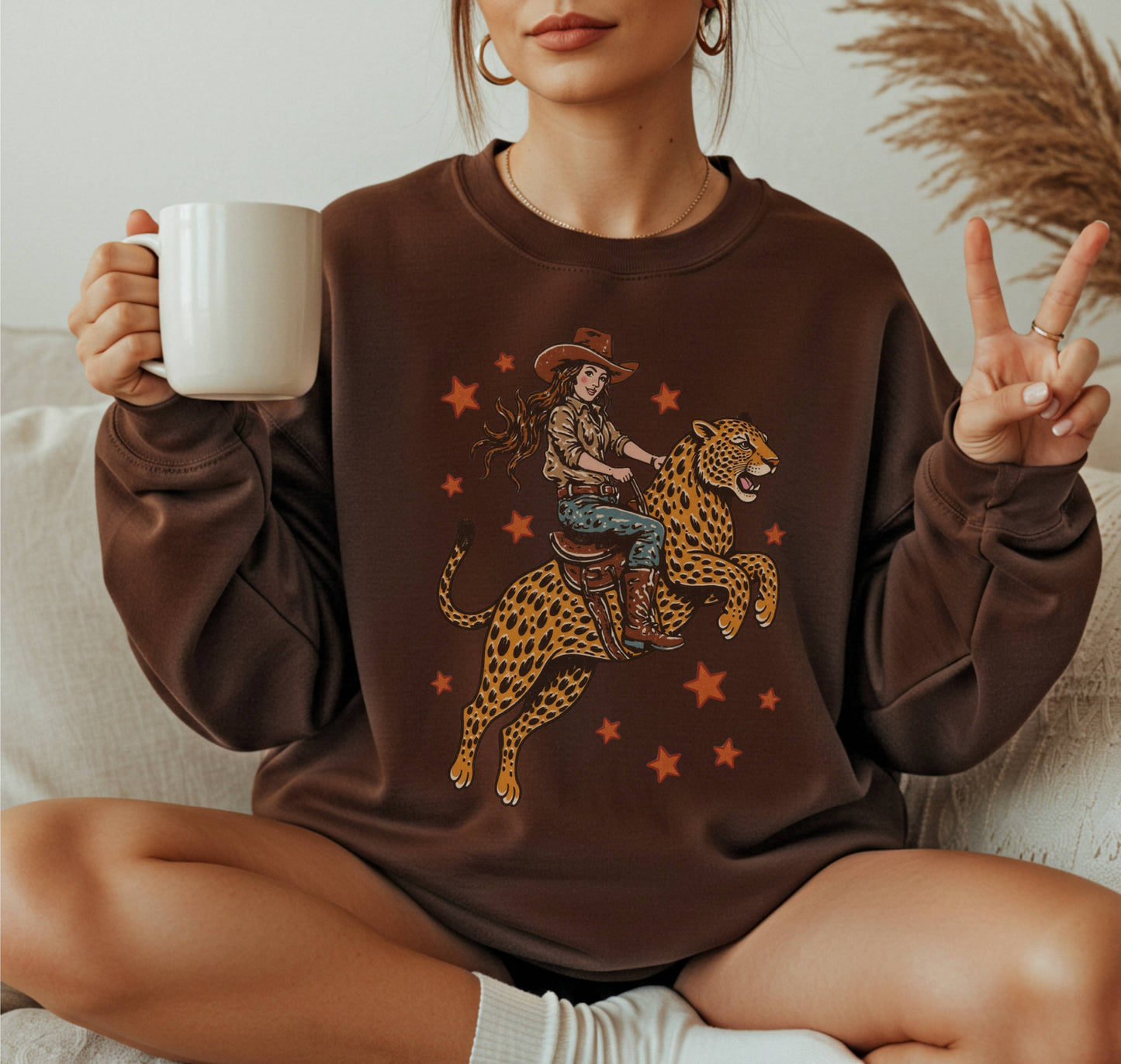 Leopard Ridin Cowgirl  Sweatshirt