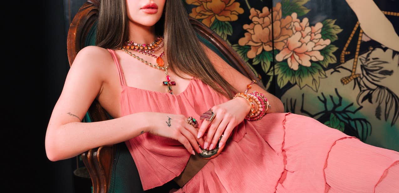 Edith Rectangle Ring in Lunapink