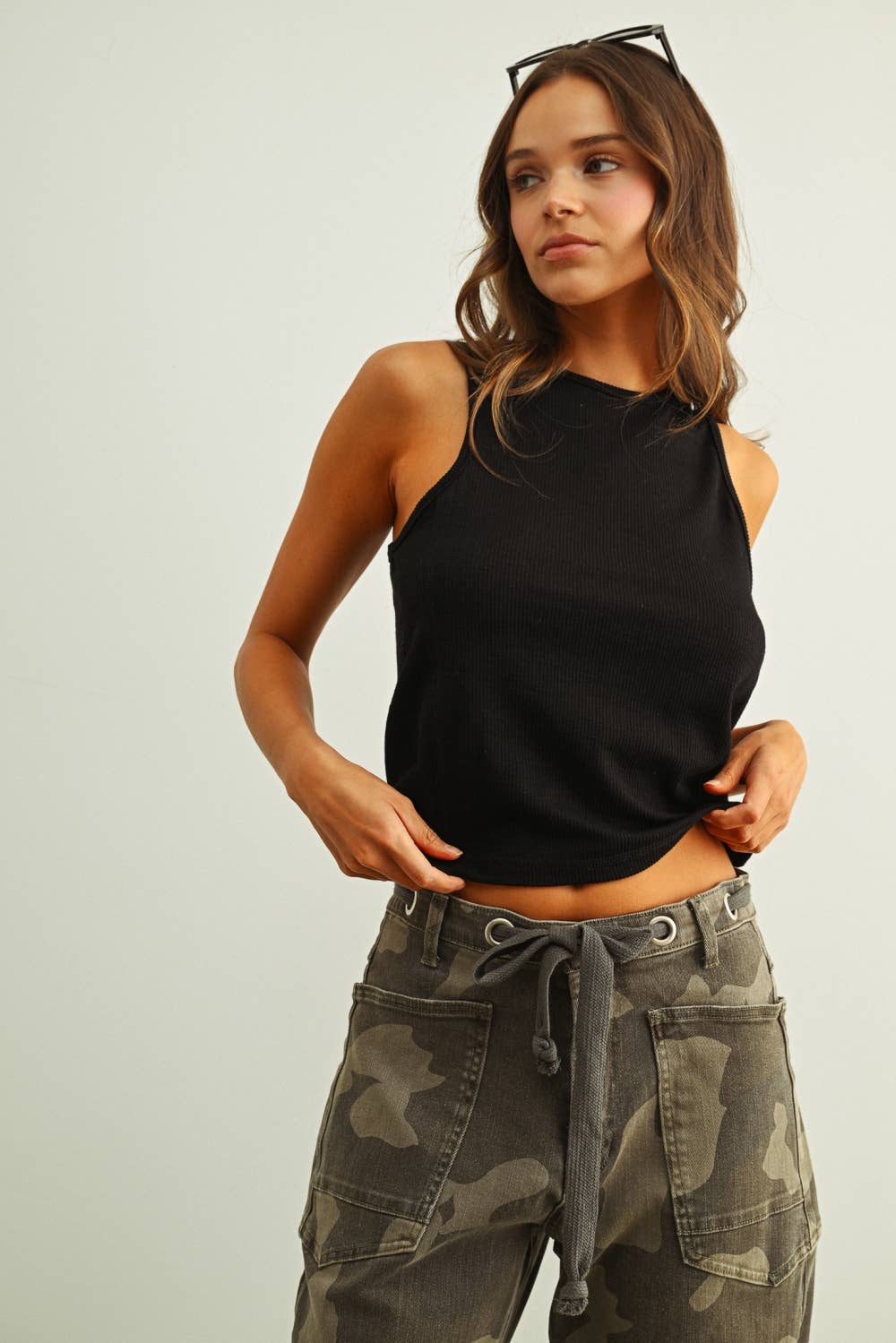 ET6892   WASHED RIB SLEEVELESS TOP