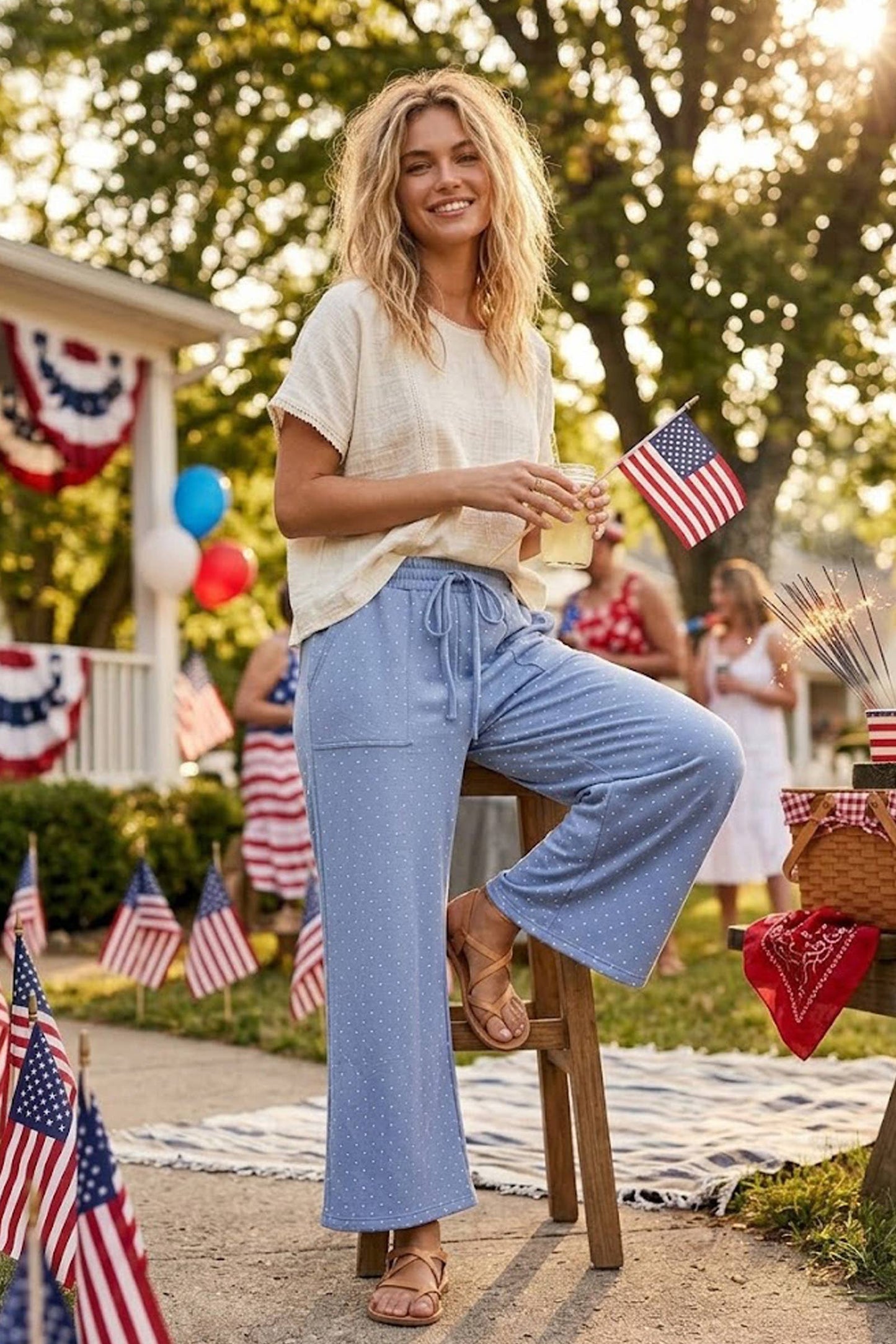 PREORDER JUNE 1st SHIP Red with White Polka Dots lounge pants