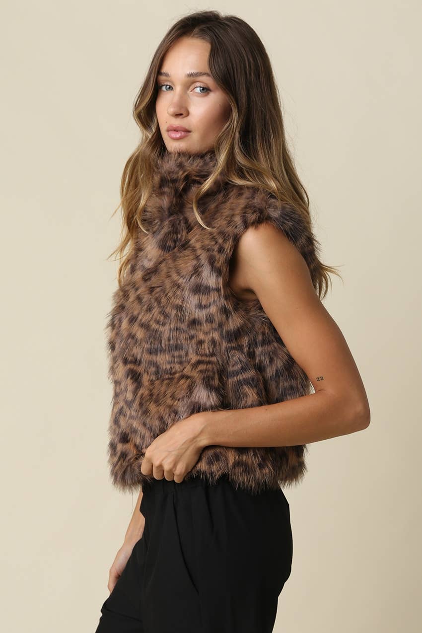 Cameron Leopard Faux Fur Vest