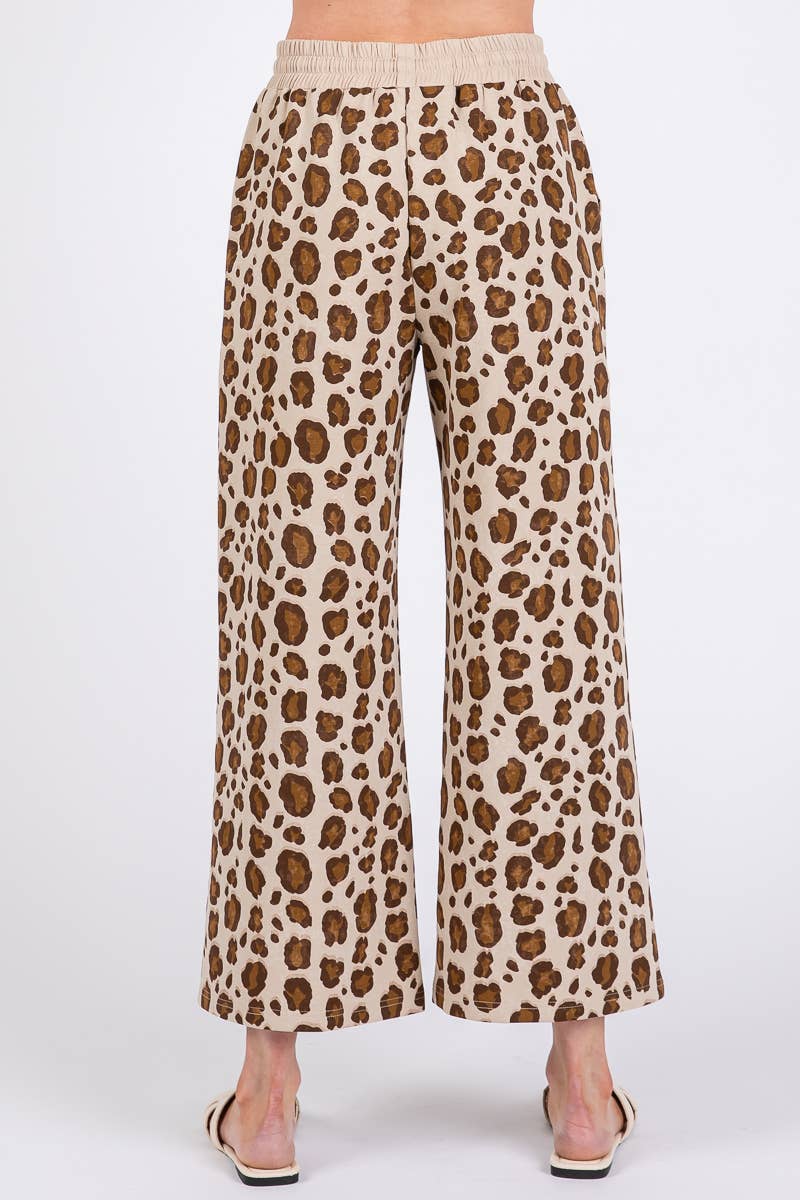 LEOPARD PRINT SCUBA TOP AND PANTS SETS