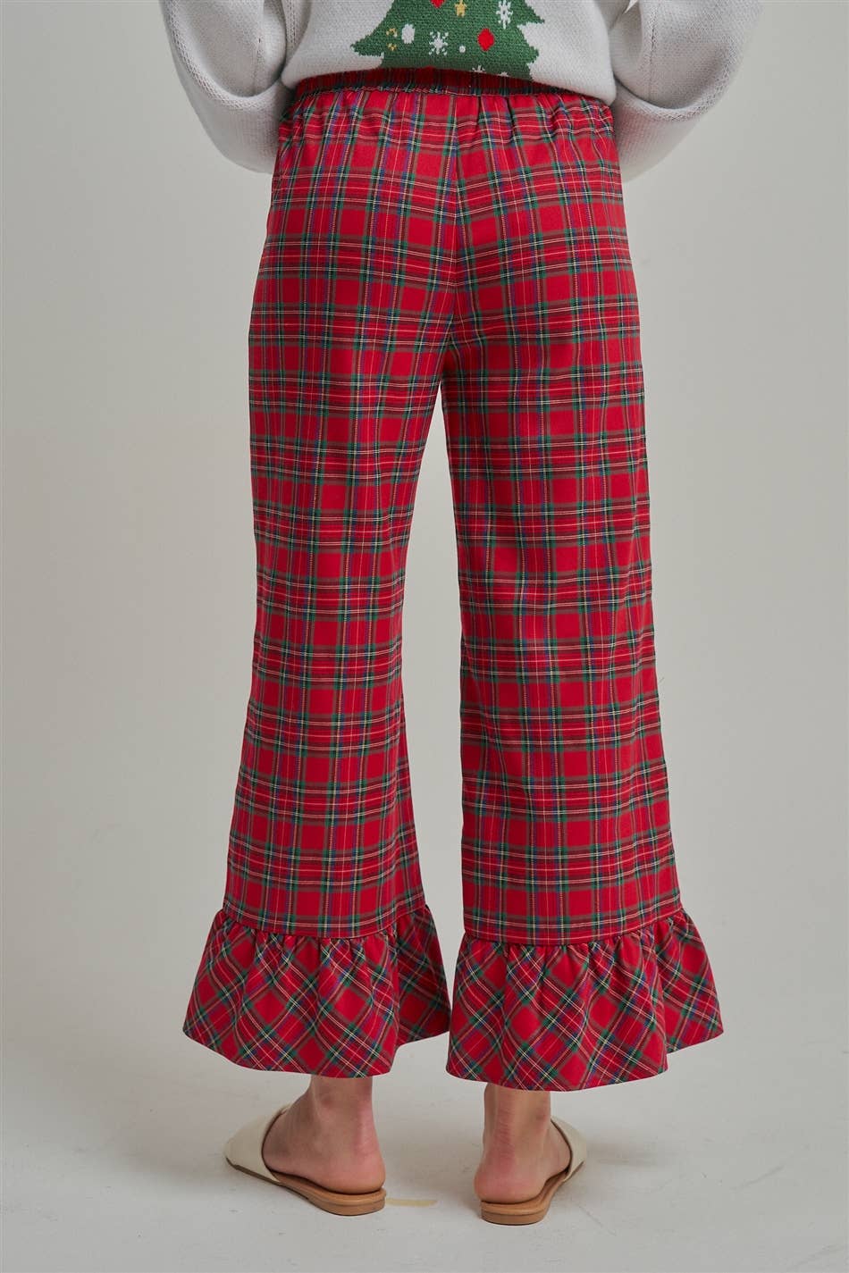 MAKE IT MERRY  CHRISTMAS PLAID CASUAL WIDE LEG