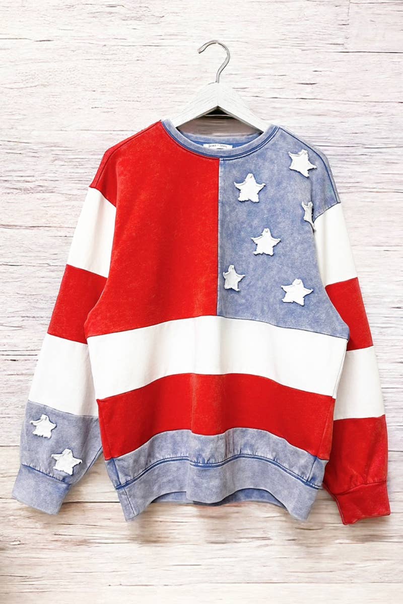MINERAL WASHED AMERICANA FLAG SWEATSHIRT